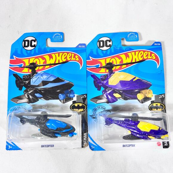 Hot Wheels Carded Lot 8 Batman Vehicles Helicopters Airplanes Toy Cars New (F) - Picture 2 of 5